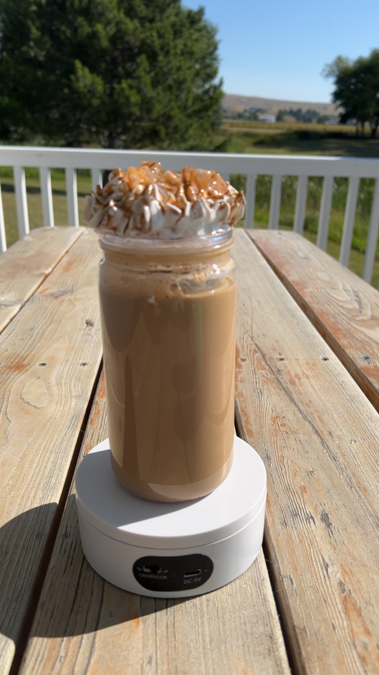 Iced Coffee W/Whipped Top, Caramel Drizzle & Ice Cubes