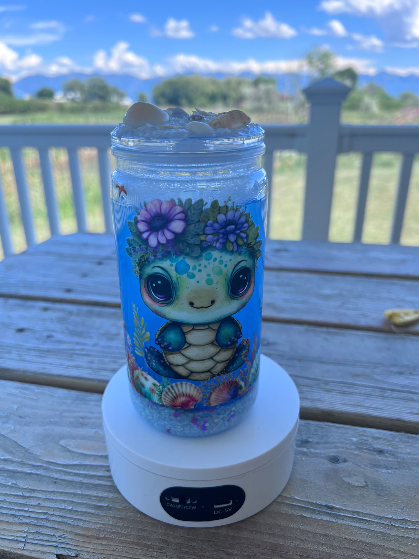 Sea Turtle Beach Cup w/Decorated Lid