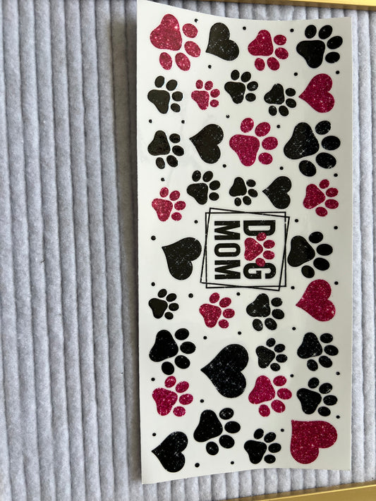 Dog Mom Pink/Black Paws & Hearts