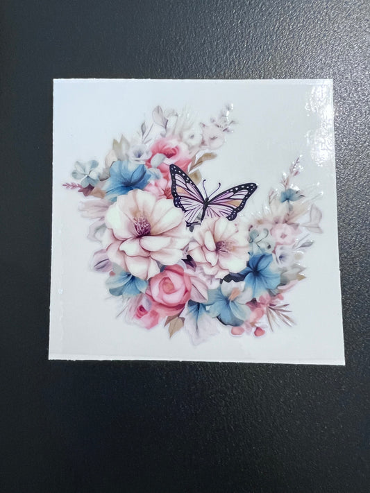 Light Pink & Blue Butterfly Florals