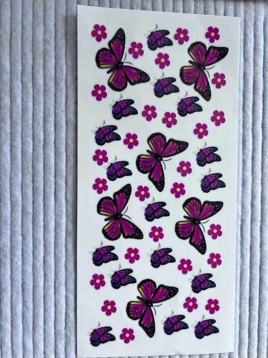 Pink + Purple Butterflies & Flowers