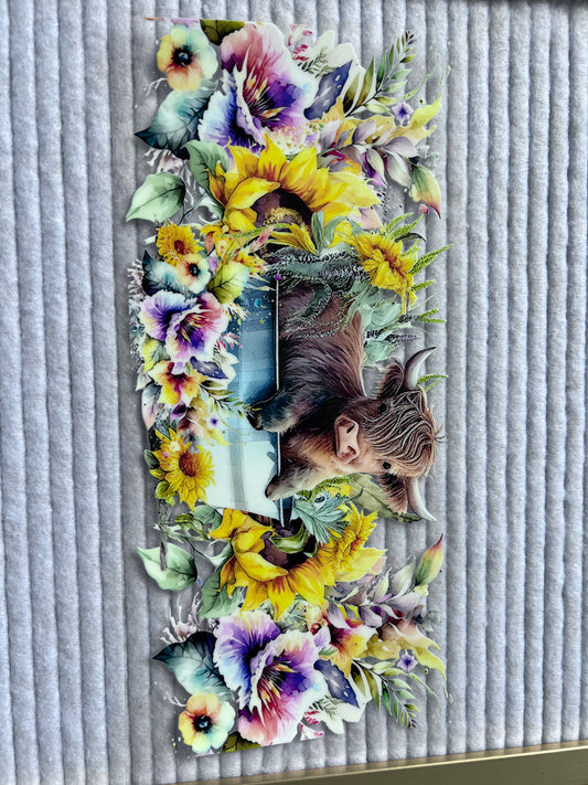 Highland Cow & Flowers