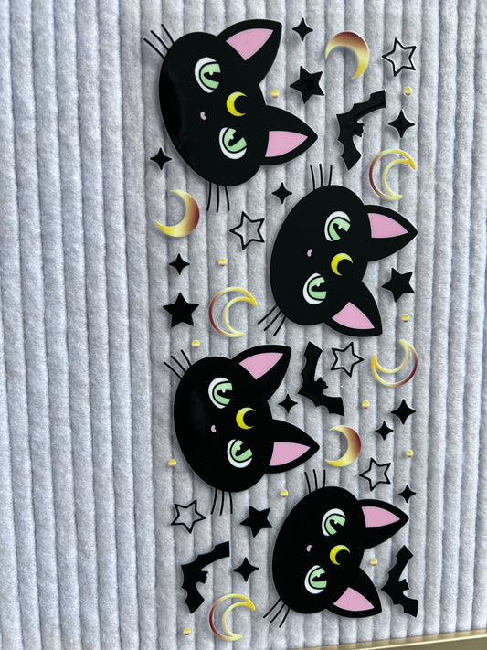 Black Cat W/ Moons, Stars & Bats