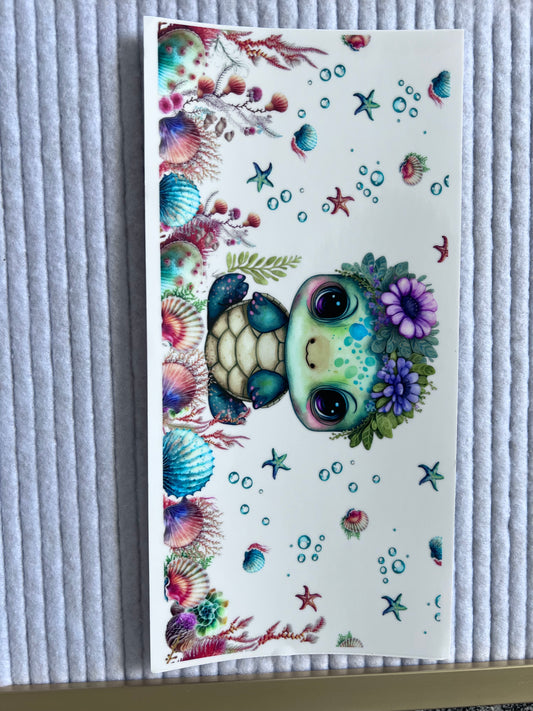 Turtle W/Sea shells, Starfish, Bubbles