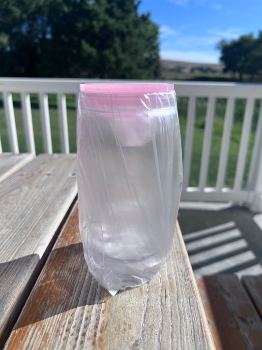 16oz Light Pink Lid & Straw